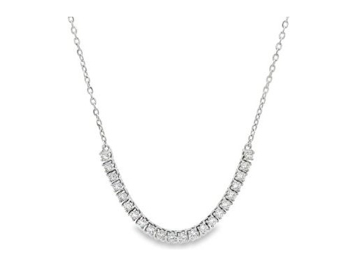 18K White Gold Natural Diamonds Flexible Bar Necklace